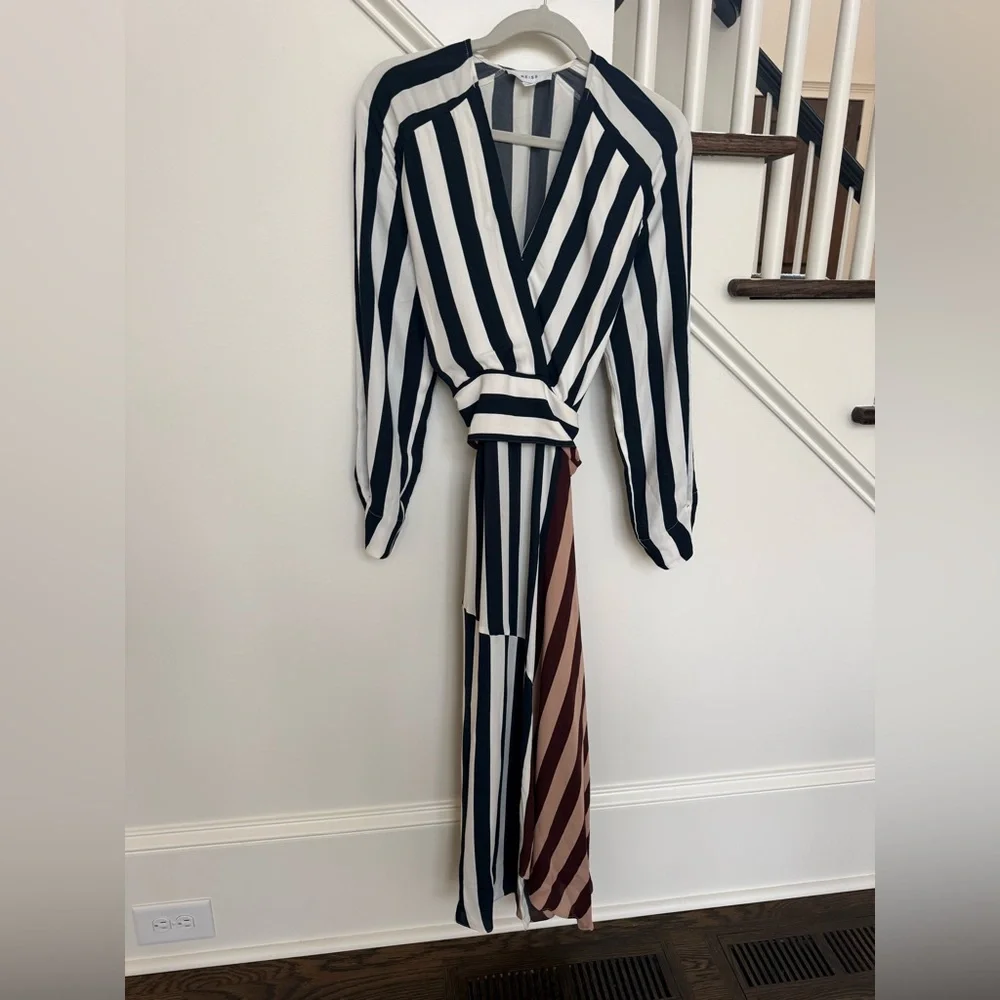 REISS Nola Colourblock Stripe Asymmetric Midi Dress – Excellent Condition - Picture 7 of 14